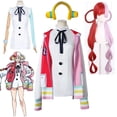 thumbnail image 2 of Disfraz de cosplay de One Piece de Uta, peluca roja de Uta, accesorios para auriculares, abrigo y blusas de The Singer Of The World, disfraces de fiesta de Halloween, 2 of 5