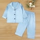 thumbnail image 2 of Odeerbi 1-8 Años Niños Niñas Pijama de Satén Con Solapa Entallada Camisa de Manga Larga Conjunto de Pantalones Suave Ropa de Dormir de Dos Piezas Pijama de Dos Piezas, 2 of 9