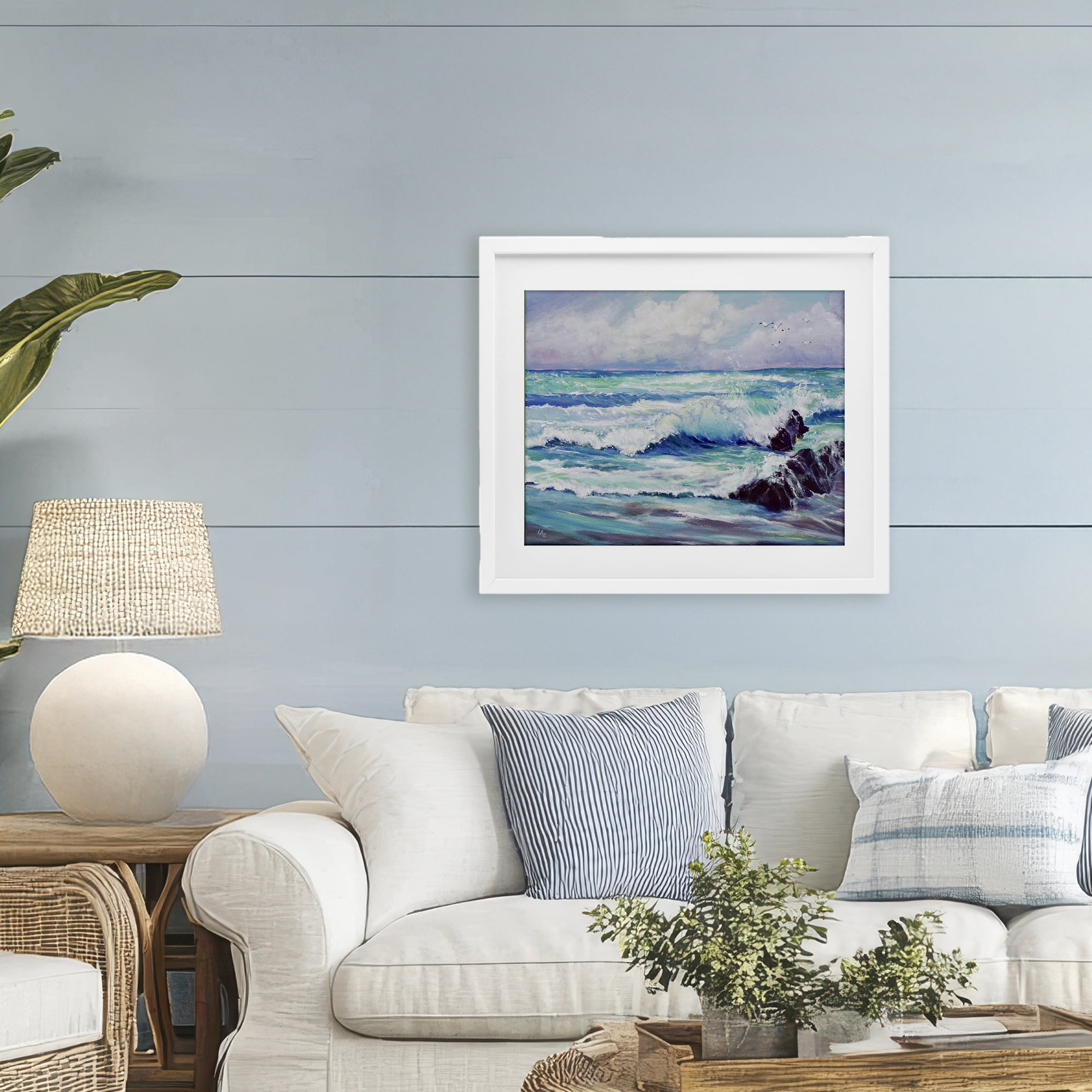 Stupell Industries Down By The Sea White Framed Print Under Glass, design by Lee Ann Zirbes