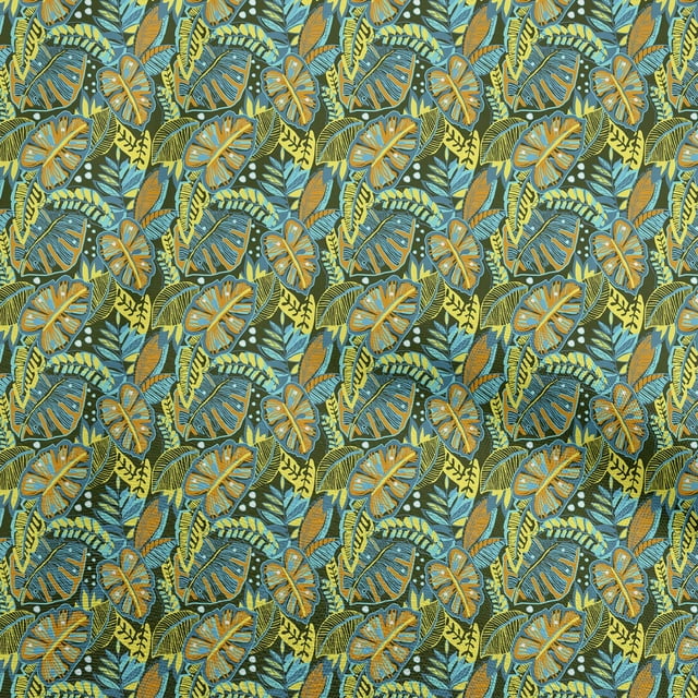 oneOone Tissu Georgette Viscose Vert Foncé Matériel de Robe Tropicale Tissu Imprimé Tissu au Mètre 42 Pouces de Large