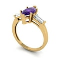 thumbnail image 2 of Clara Pucci 14K Yellow Gold Solid Gold Amethyst Three-Stone Anniversary Ring for Women - 2 cttw Marquise Cut, 2 of 7