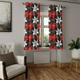 thumbnail image 2 of Ambesonne Floral Grommet Curtain, Garden Plants Botanic Art, 50" x 63", Vermilion White Black, 2 of 6