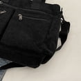 thumbnail image 3 of Bolso de mano de pana para mujer con múltiples bolsillos bolso de viaje con cremallera (negro), 3 of 9