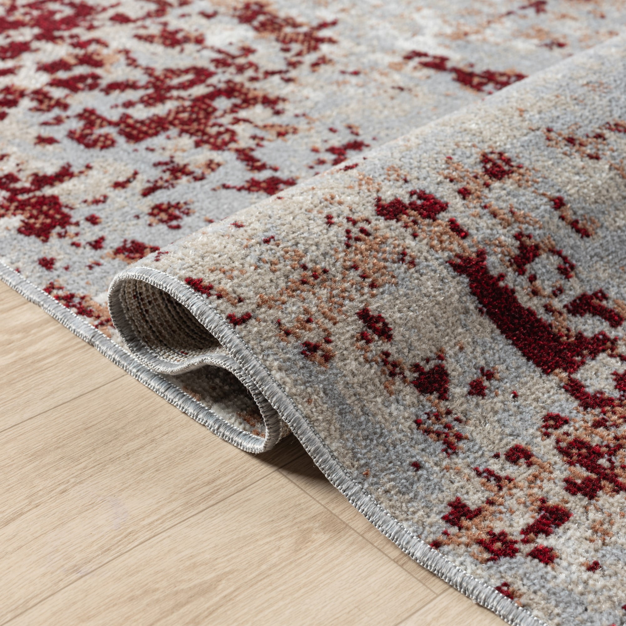 Ox Bay Evan 5' x 7' Red/Gray Abstract Machine Washable Indoor Area Rug