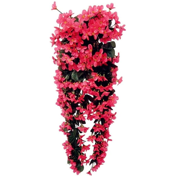 Fleurs artificielles suspendues à 4 pétales, fleurs artificielles suspendues de glycine pour la décoration de la maison de mariage (Rose rouge)