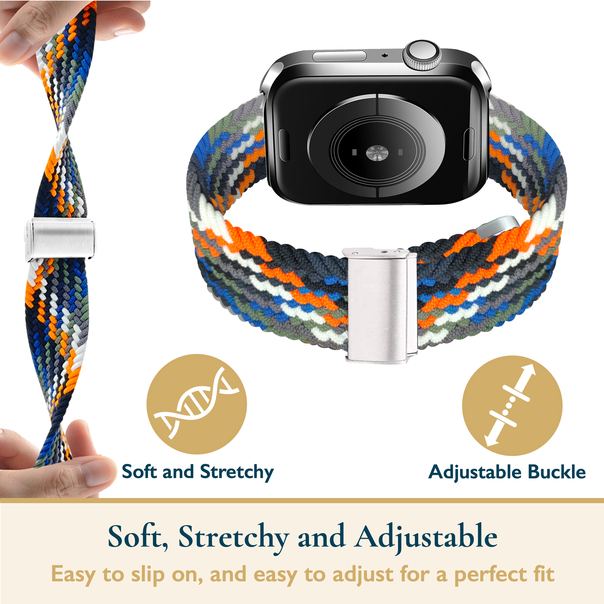 ComfiTime Braided Apple Watch Band, Multicolor photo 7