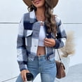 thumbnail image 7 of Jiyugala Coats for Women Long Sleeve Plaid Shirt Outerwear Turndown Collar Tops Buttons Casual Blouses, 7 of 7