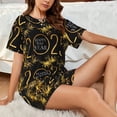 thumbnail image 4 of Fuzoiu 2025 New Year New Print Women's Short-Sleeved Pajama Set,Lounge Sleepwear Set,Womens Pajama Sets 2 Piece,Button-Up Top and Shorts with Pockets-4X-Large, 4 of 7