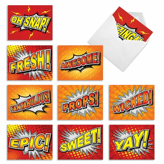 10 Pack Thank You Note Cards With Envelopes - Word Bursts