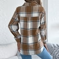 thumbnail image 6 of Hueook Barn Jackets for Women Women Coat Women‘s Casual Oversize Fall/Winter Plaid Lapel Long Sleeve Coat Outwear Jackets Khaki XL, 6 of 8