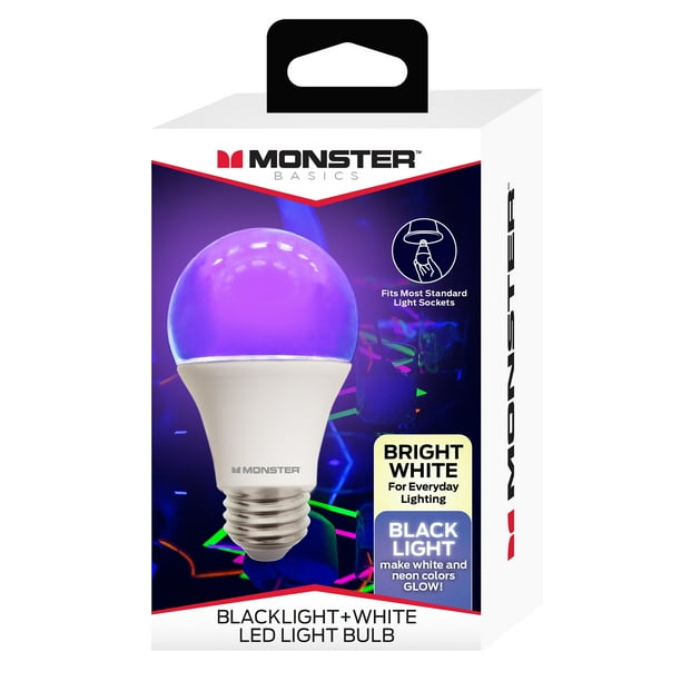 Monster Blacklight and Bright White LED 60W Light Bulb, 800 Lumens A19