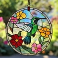 thumbnail image 5 of Hummingbird Stained Glass Window Hanging - Handcrafted Decorative Sun Catcher, Vibrant Home Decor for Living Room Kitchen, Unique Gift Idea, Easy to Install with Included Chain, 5 of 6