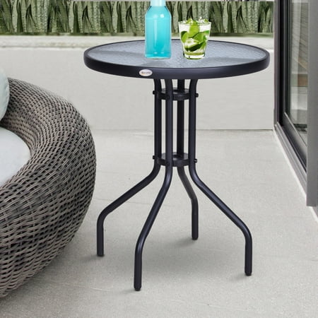24 Patio Round Table Tempered Glass Top Outdoor Dining Steel Frame Backyard Canada 24 Patio Round Table Tempered Glass, Small Round Glass Top Garden Table