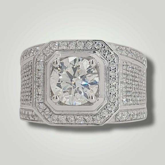 Forever Jewels 2 CT Round Cut Moissanite Men Solitaire Engagement Ring 14K White Gold Plated