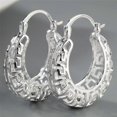 thumbnail image 4 of Trendy Silver Color Hollow Circle Hoop Earrings for Women Fashion Korean Style U Shape Earrings Wedding Engagement Party Jewelry, 4 of 5
