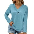 thumbnail image 1 of Long Sleeve Crewneck T-Shirt for Women Everyday Comfortable Relaxed Fit Basic Solid Color Top Soft Breathable Fabric, 1 of 6
