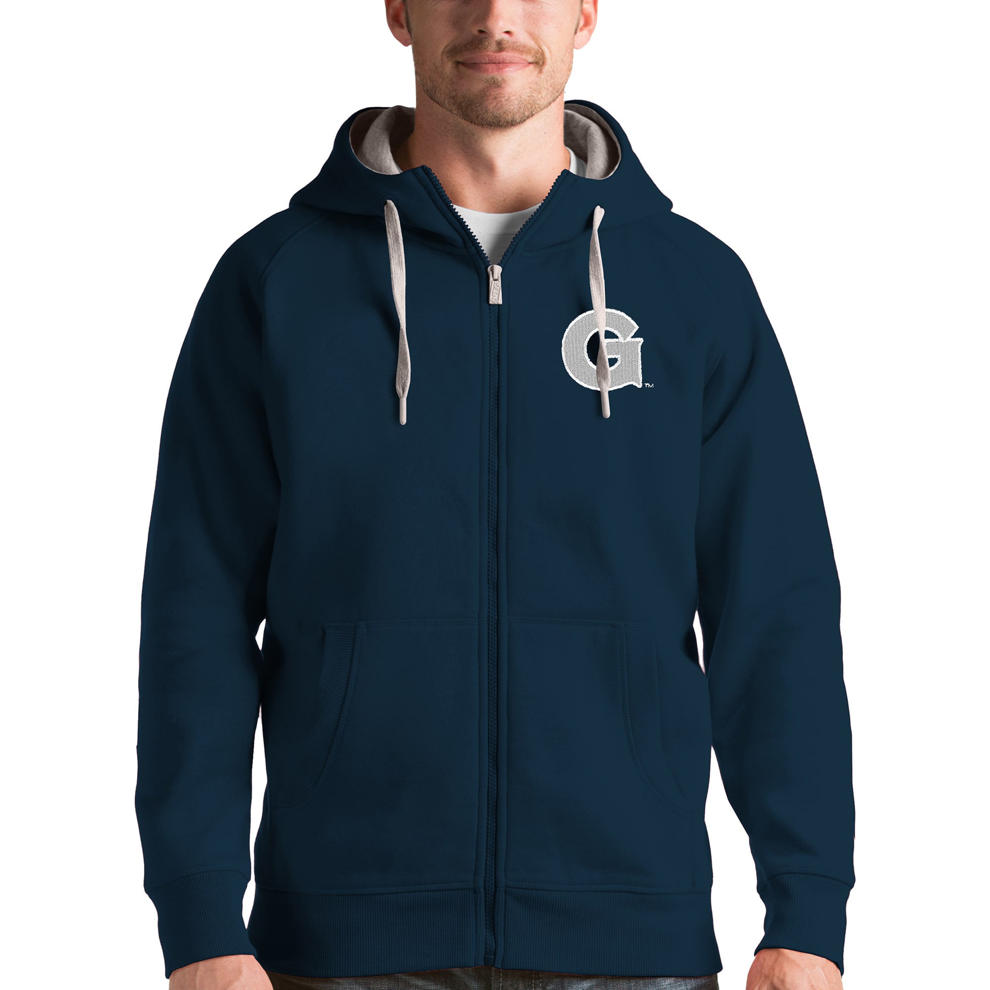 Hoyas Antigua Victory FullZip Hoodie Navy