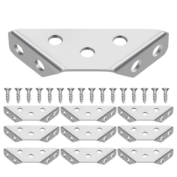 GOOHOCHY 10 Uds. Conector de esquina de muebles de acero inoxidable, soporte de esquina para estantes