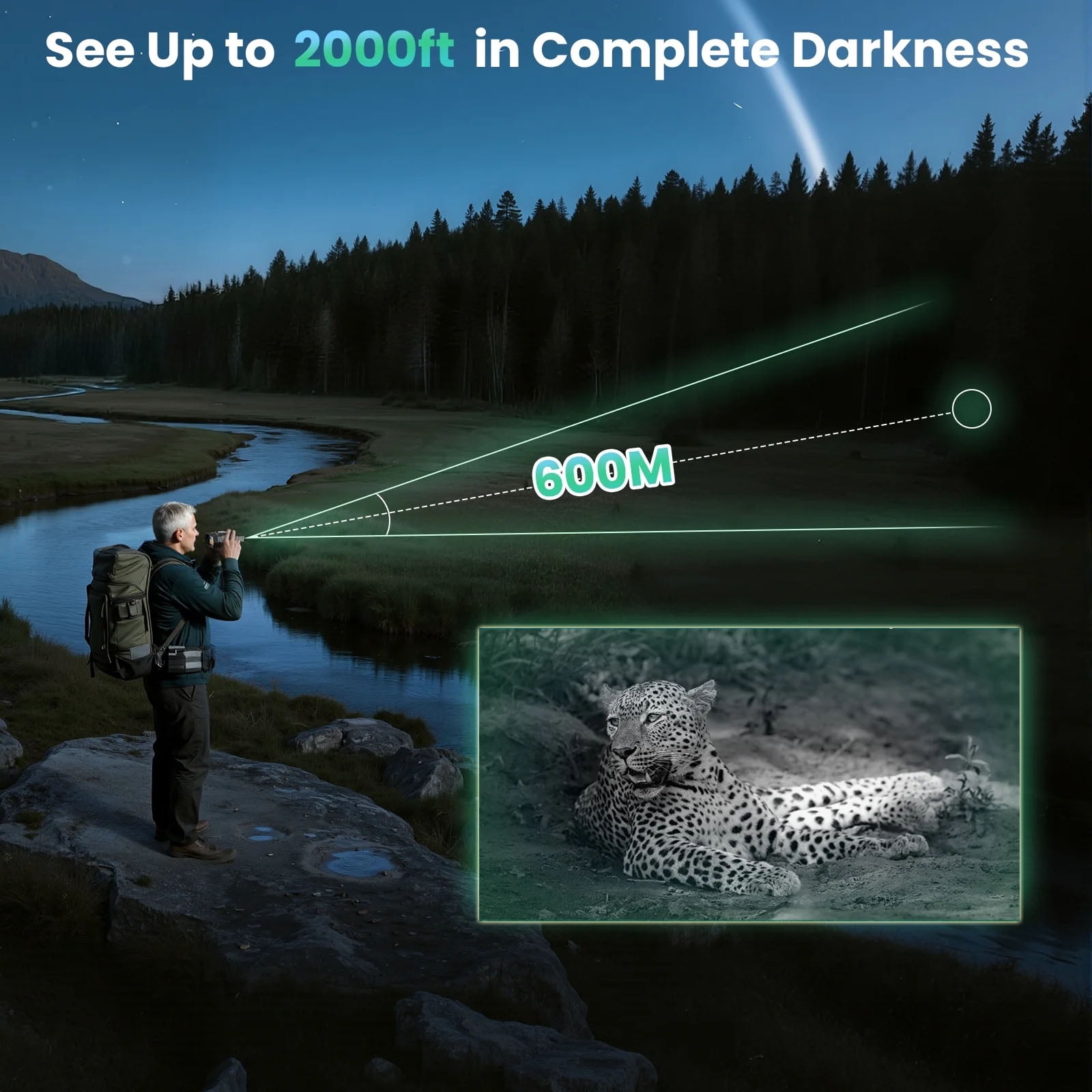 4K Night Vision Goggles, Infrared Night Vision Binoculars with HD Video and Photo Modes, 64GB Card, 10000mAh Battery, 3.99" HD Screen Binoculars for Adults Hunting Camping