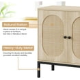 thumbnail image 5 of Homhougo Rattan Buffet Storage Cabinet, Natural Sideboard Cabinet with Adjustable Shelves, Accent Wooden Small Cabinet with 2-Tier Storage for Living Room, Dining Room, Hallway, Entryway, 5 of 6