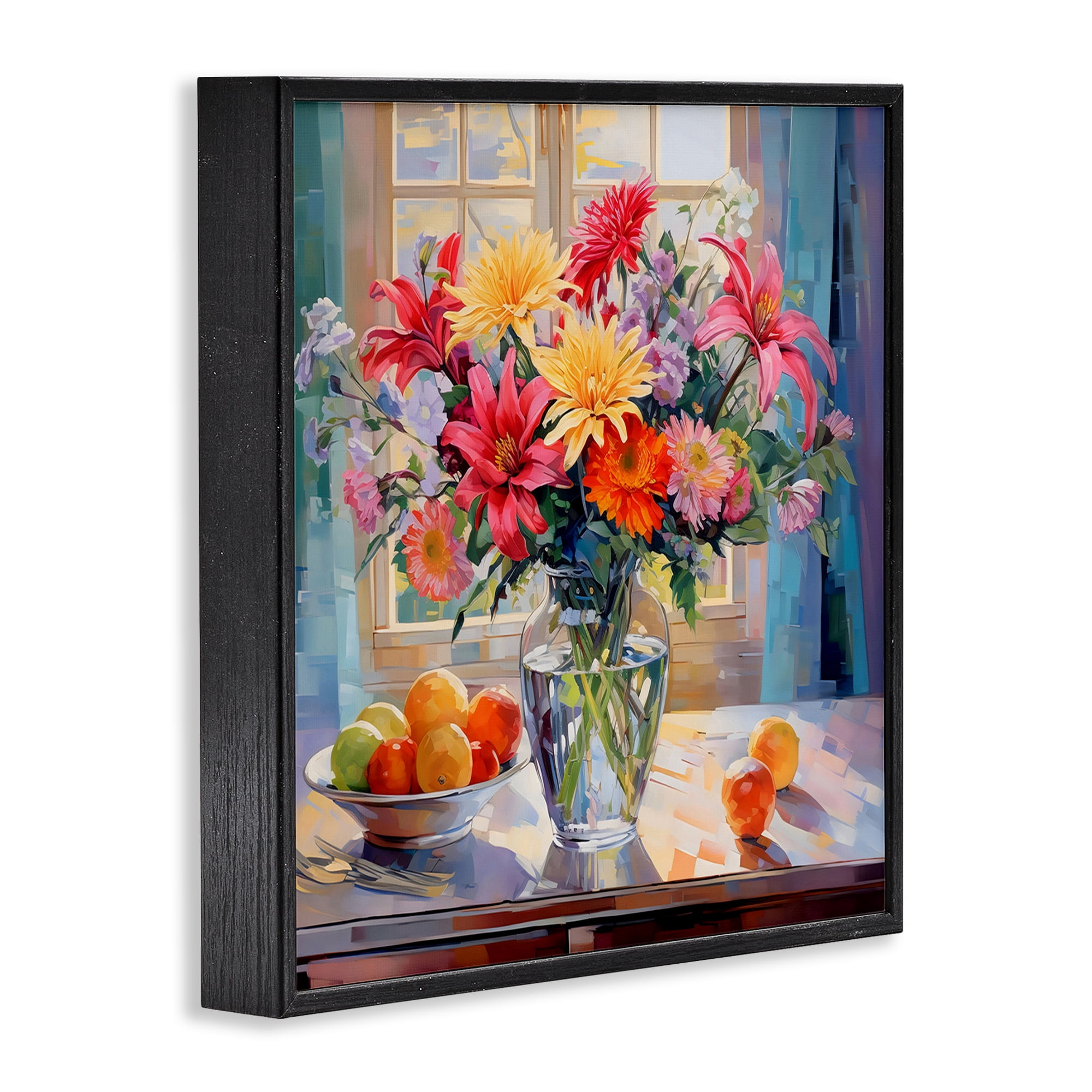 Stupell Industries Summer Flowers & Fruit Black Framed Giclee Art, design by Creative Studio