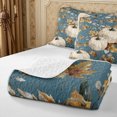 thumbnail image 4 of Erosebridal Pumpkin Leaves Twin Quilt Set 2 Pieces,Fall Harvest Twin Coverlet Set,Teal,1 Bedspread and 1 Pillowcase, 4 of 7