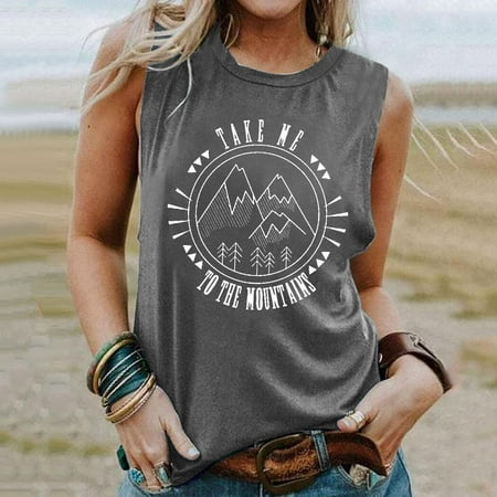 

lystmrge Camisole with Bra Women Ripped Top Women Camisole Women Dressy Women Casual Sunrise Print Tank Hiking Mountain Sleeveless Shirt Tees Vest Tops
