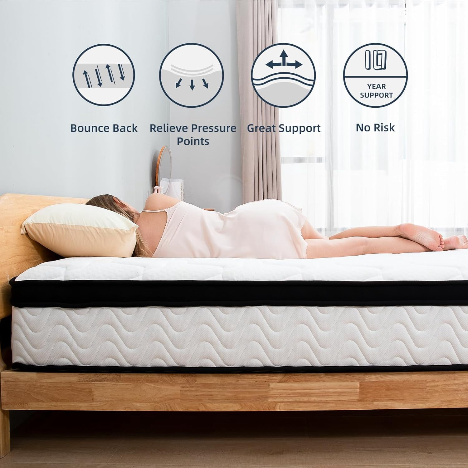 Queen Mattress, 10" Memory Foam Mattress in a Box, Cooling Gel & Bamboo Charcoal Infused Bed, Graphene Fabric Cover, 60"*80"