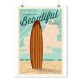 thumbnail image 2 of Waikiki, Hawaii, Life is a Beautiful Ride, Surfboard, Letterpress (9x12 Wall Art Print, Home Decor), 2 of 3