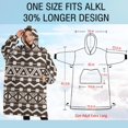thumbnail image 4 of Oversized Wearable Blanket Hoodie,Brown and White Geometric Pattern Sherpa Blanket Hoodie with Super Pockets,Super Warm Fuzzy Pullover for Women & Men, 4 of 6