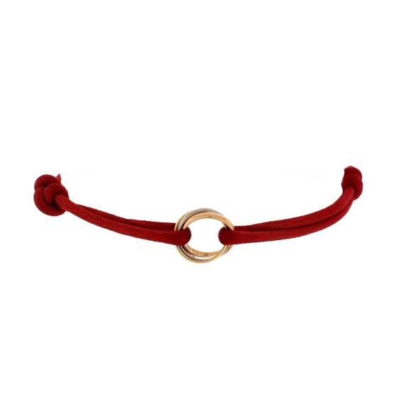 Pre-Owned Cartier Trinity On Cord Bracelet Silk Cord with 18K Tricolor Gold By Rebag