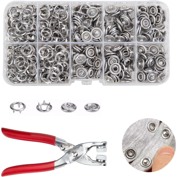 Sewing Kit with Metal Buttons - Complete Snap Button Tool Kit with Fastener Pliers, 100/200pcs Metal Snap Buttons for Clothing Repair, DIY Crafts and Fabric Projects