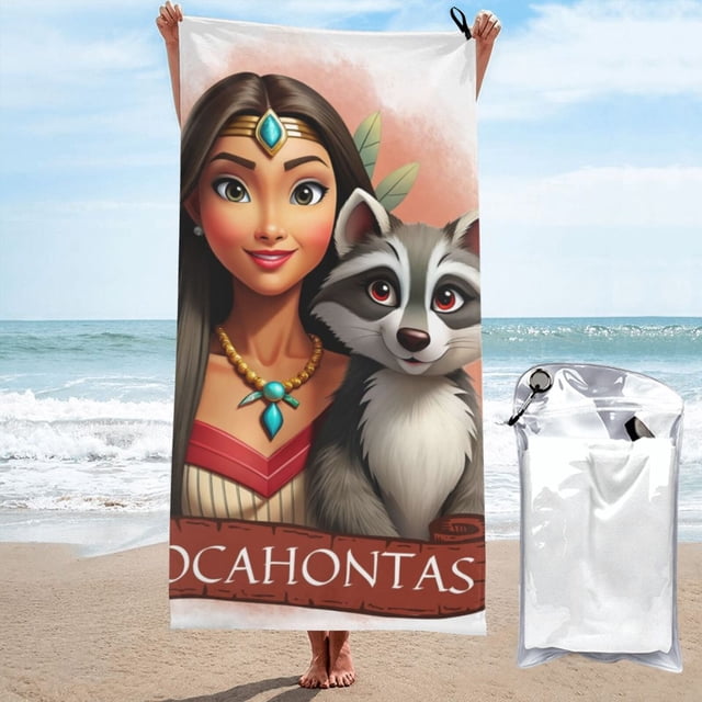 Toallas de playa con estampado de Pocahontas, toallas de baño absorbentes y ligeras de secado rápido, toalla de baño de microfibra ultra suave para viajes, playa, gimnasio, camping, yoga, picnics,