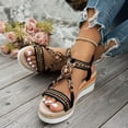 thumbnail image 2 of Modisza Bohemia Wedge Sandals for Women Espadrilles Platform Slip on Casual Outdoor Shoes Beach Slides with Elastic Ankle Strap Black 6.5, 2 of 7
