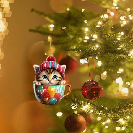 

Sweet Cup Cat Decorative Hanging Indoor Decorative Hanging Acrylic Hanging Christmas Decorations Wreath Christmas Glass Beads Garland Glass Icicles Heart Decorations Hanging Cat Car Hanging Ornament