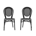 thumbnail image 2 of Emma + Oliver Set of Two Indoor/Outdoor Stacking Thonet Bistro Style Chairs with Black & White PE Rattan Seat and Black Finished Metal Frame, 2 of 14