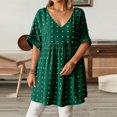 thumbnail image 6 of Women's V Neck Short Sleeve Ruffle Loose Summer Flowy Mini Dress, 6 of 7