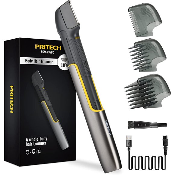Tondeuse pour Poils du Corps Tondeuse pour l'Aine pour Hommes Tondeuse Pubienne Rechargeable pour Hommes Rasoirs pour Hommes Gaines pour Poils du Corps Rasoirs pour le Dos Tondeuse pour le Dos pour Hommes Tondeuses Bikini par PRITECH