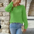 thumbnail image 6 of Women's Puff Sleeve Knitted Pullover Sweater, Long Sleeve Solid Color Top with Hollowed-Out Sleeves and Lightweight Comfort for Fall Season Casual Outfits, Daily Wear and Easy Care Fashion Green L, 6 of 6