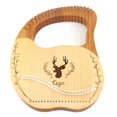 thumbnail image 1 of Portable 21 Metal Strings Lyre Harp Box Lyre Harp Spruce Topboard Mahogany Backboard String Instrument with Tuning Wrench Strings Picks Music Note Sticker, 1 of 7