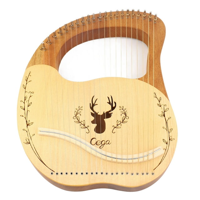 Portable 21 Metal Strings Lyre Harp Box Lyre Harp Spruce Topboard Mahogany Backboard String Instrument with Tuning Wrench Strings Picks Music Note Sticker