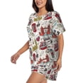 thumbnail image 2 of Kdxio London Landmark1 Print Pajamas Sets for Women Short-Sleeved Pjs with Lounge Shorts Two Piece Sleepwear S-4XL, 2 of 5