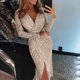 thumbnail image 1 of WILLBEST Vestidos Casuales Vestido de Noche de Manga Larga con Cuello En V para Mujer Chica, 1 of 3