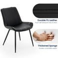 thumbnail image 5 of Modern Faux Leather Dining Chairs Set of 2 with Backrest, Sturdy Metal Legs, Upholstered Kitchen Dinning Room Chair(Black, Black Legs), 5 of 10