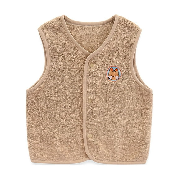 Shldybc Toddler Baby Boys Girls Winter Vest Fleece Zip up Cute Soft Waistcoat Fall Winter Clothes Solid Color Plush Cute Casual Outerwear Jackets( Coffee, 6-12 Months )