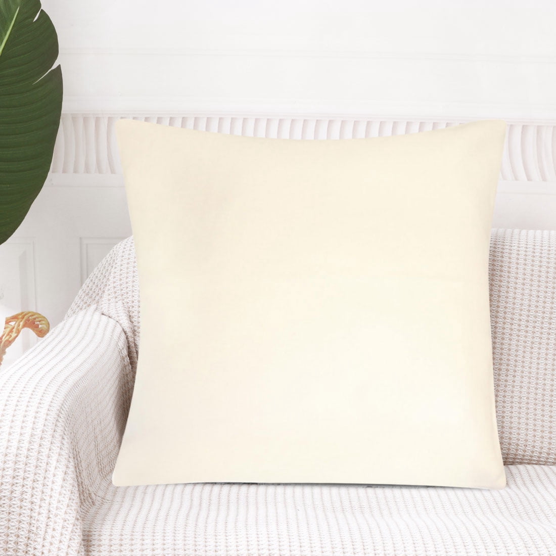 Unique Bargains 80/20 Viscose Velvet Soft Throw Pillowcases, Square 18" x 18", Eco