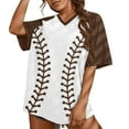 thumbnail image 2 of AKEGAMN Heart Graphic Tee Short Sleeve Casual Tops for Women, Brown S-XXL, 2 of 8