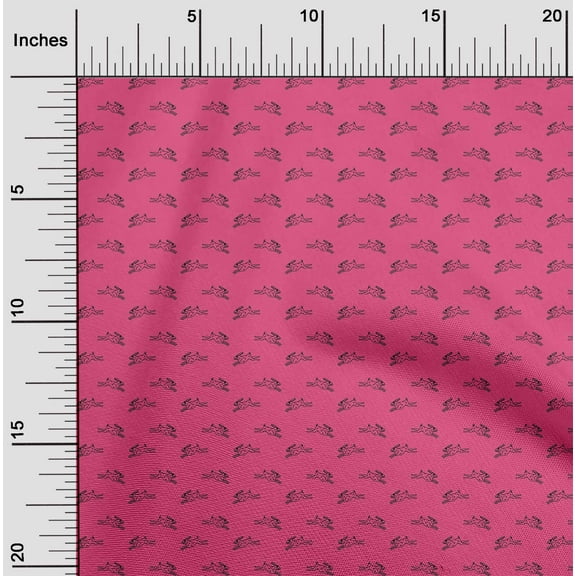 oneOone Cotton Jersey Pink Fabric Rabbit Animal Craft Projects Decor Fabric Printed By The Yard 58 Inch Wide