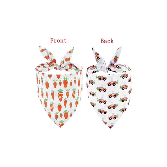 Easter Dog Bandana 1 Pack,Reversible Bunny Carrot and Easter Eggs Pet Scarf for Boy and Girl, Premium Durable Fabric, Holiday Bandana for Dogs and Cats,One Size,white,One Size