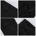 thumbnail image 6 of Dwelliawo Corduroy Mens Capri Pants Cargo Capri 3/4 Pants Multi-Pockets Below Knee Shorts Summer Travel Elastic Waist Long Pants Black XL, 6 of 9